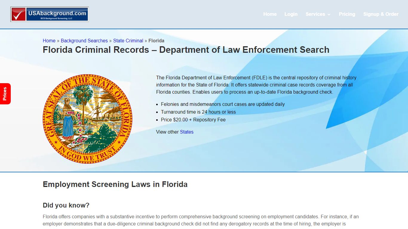 Florida Criminal Records – Department of Law Enforcement Search